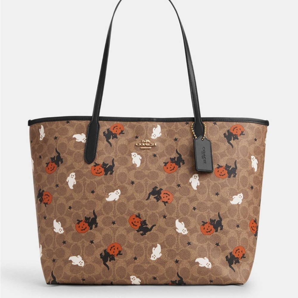 Coach City Tote In Signature Canvas With Halloween Print CW450 - Picture 11 of 13